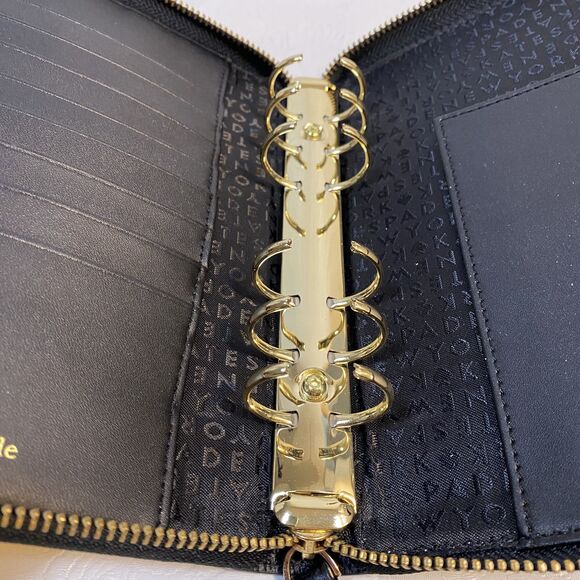 Kate Spade Black Leather 6 Ring Personal Organizer Planner - Picture 13 of 16